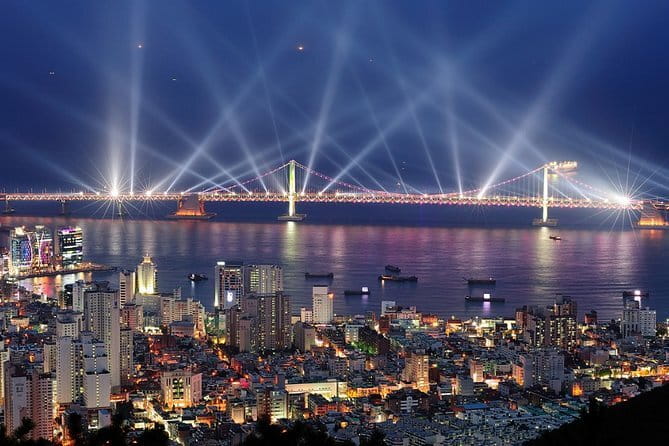 Busan Night Food Market with Night View points - Hwangryeongsan Observatory and Busan from above