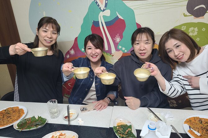 Hands-on Kimchi Making Experience in Seoul’s Myeongdong - Kimchi pancakes and makgeolli finish the class