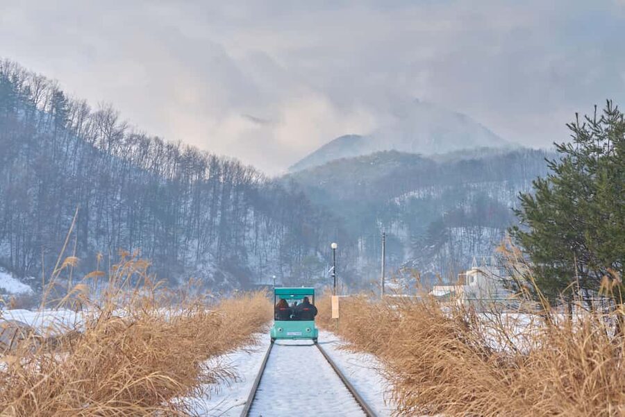 Seoul: Eobi Ice Valley, Nami Island & Railbike opt Garden - Eobi Ice Valley and its frozen photo stop