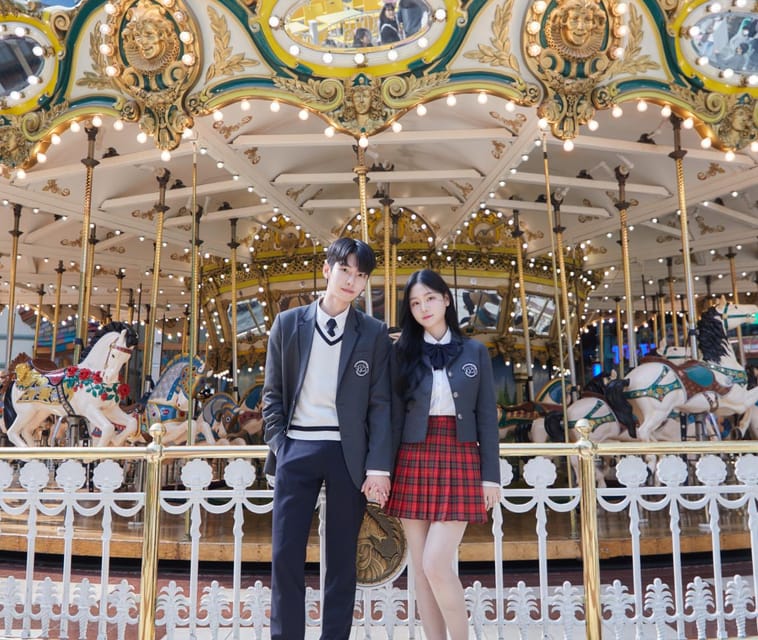 Seoul: Lotte World 1 Day Pass & Korean School Uniform Rental - Wearing a Korean student uniform for the day